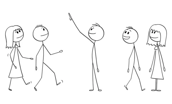 Illustration vectorielle d'un groupe ou d'une foule de gens souriants regardant quelque chose au-dessus d'eux avec une émotion positive — Image vectorielle