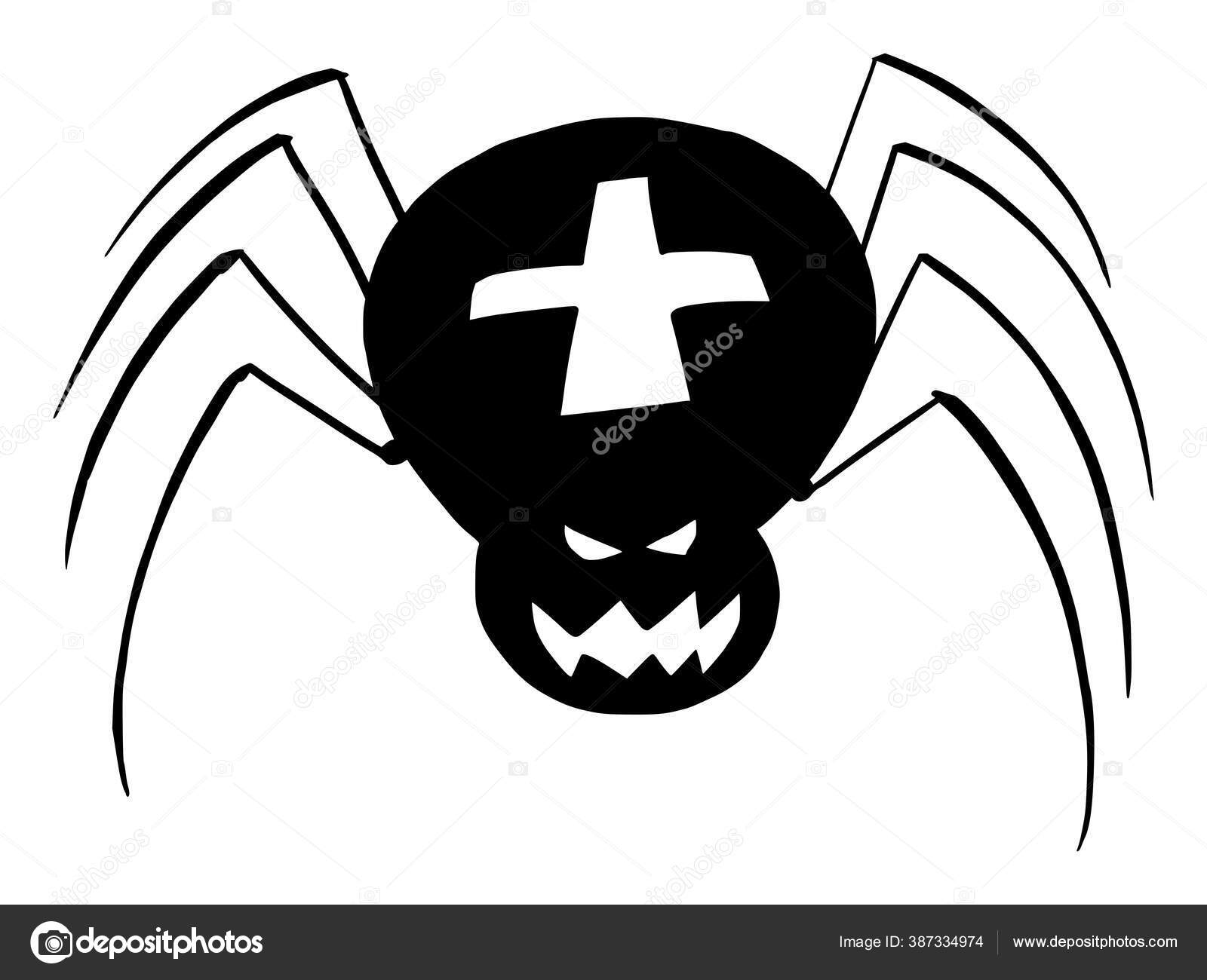 vetor de aranha preta assustadora com uma cara assustadora. design de  ilustração de halloween com o vetor de aranha preta. antigo desenho de  aranha assustadora com uma cara assustadora. 9345266 PNG