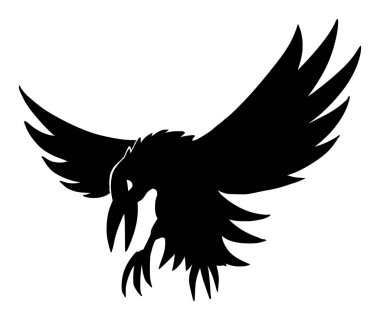 Beyaz Arkaplanda Korkunç ya da Ürkütücü Cadılar Bayramı Saldırısı Kuzgununun Siyah Silüeti