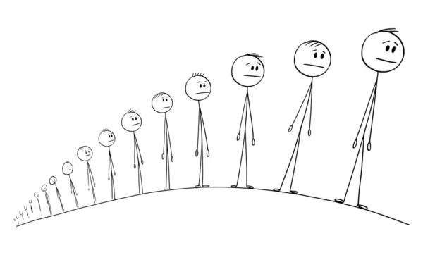 Vector Cartoon Illustration of Men or People standing and waiting in Long Queue or Line — 스톡 벡터