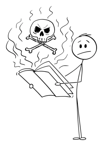 Vector Cartoon Illustration of Confused or Shocked Man Reading Jornais, Jornal ou Revista Sobre Guerra, Crime, Violência e Morte — Vetor de Stock