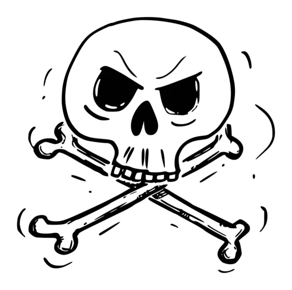 Vector Cartoon Illustratie van Crossbones, Skull and Bones Danger Warning Poison Symbool — Stockvector