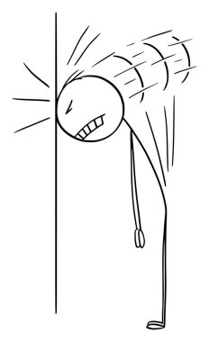 Hüsrana uğramış bir adamın ya da iş adamının Kafasıyla Duvara Vuruşunun Vector Çizgi Filmi