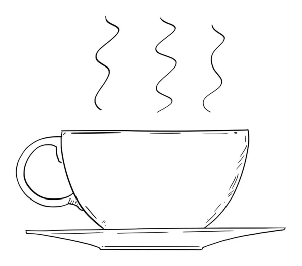 Vector Cartoon Illustration of Big Cup of Hot Coffee or Tea - Stok Vektor