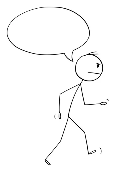 Illustration vectorielle de dessin animé de l'homme en colère marchant loin avec la parole vide ou parler bulle ou ballon pour votre texte — Image vectorielle