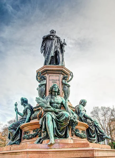 Monumento Rei Max Munique Rua Maximilian Estátua Foi Construída 1875 — Fotografia de Stock