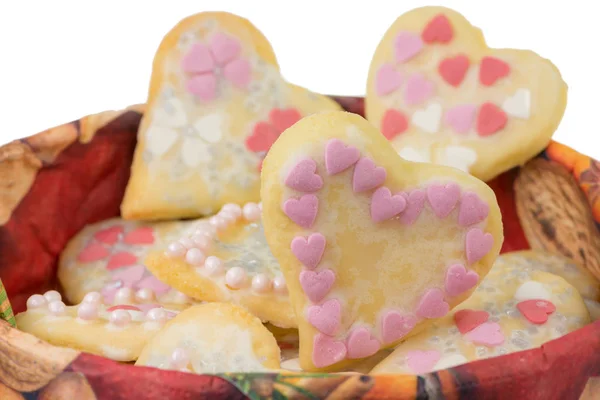 Primer Plano Las Galletas Dulces Aisladas Navidad Forma Corazón —  Fotos de Stock