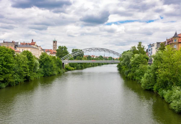 Most Przez Rzekę Regnitz Bambergu Frankonia Niemcy — Zdjęcie stockowe