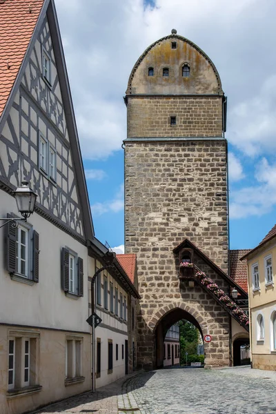 Porta Histórica Cidade Sesslach Franconia Alemanha — Fotografia de Stock