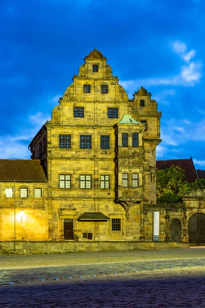 Illumiated Historic Building Night Alte Hofhaltung Bamberg — Stock Photo, Image