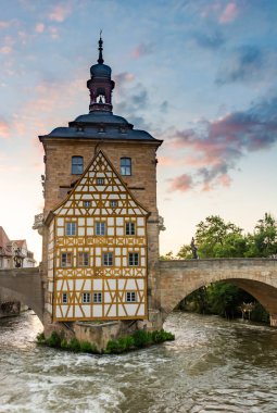 Bamberg tarihi Belediye Binası (Franconia, Almanya)