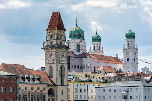 Katedra Ratusz Passau Bawaria Niemcy — Zdjęcie stockowe