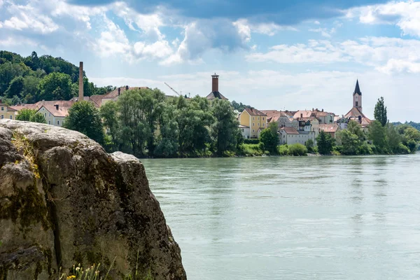 Riverside Nad Rzeką Inn Passau Bawaria Niemcy — Zdjęcie stockowe