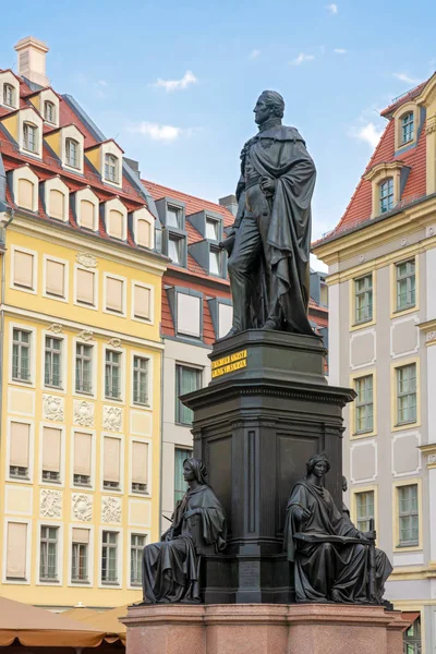 Monumento Federico Augusto Sajonia Neumarkt Dresde Construido 1867 Por Ernst — Foto de Stock