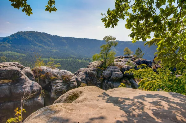 Rocas Elba Montañas Piedra Arenisca Sajonia Alemania — Foto de Stock