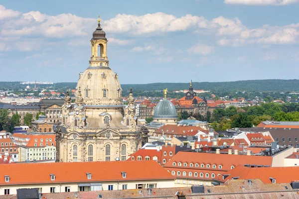 Flygfoto Över Dresden Och Katedralen Frauenkirche — Stockfoto