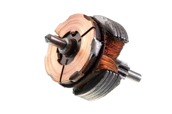 Närbild Gammal Isolerad Induktor Elektrisk Motor — Stockfoto