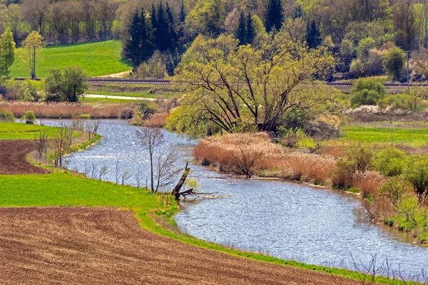 Kręta rzeka Altmuehl w Bawarii — Zdjęcie stockowe