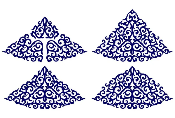 Beaux Ornements Floraux Triangulaires Types — Image vectorielle