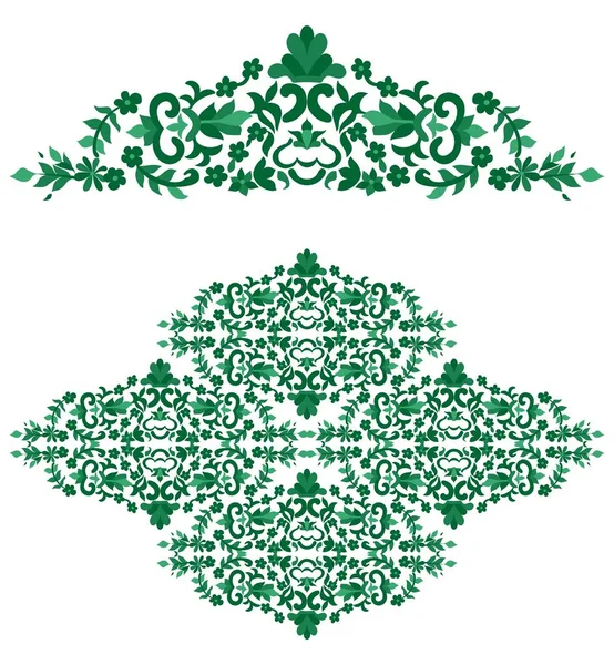 Красивый Зеленый Орнамент Цветами — стоковый вектор