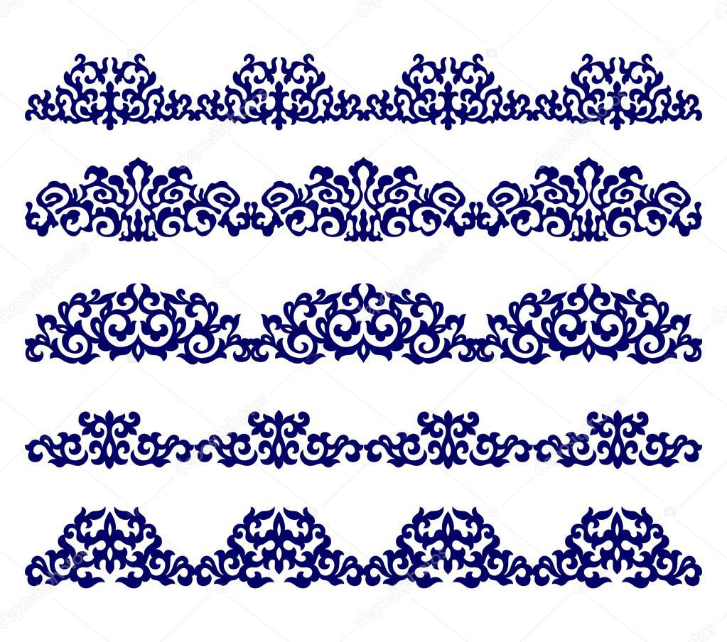 Kazakh ornaments in the form of a border, strips