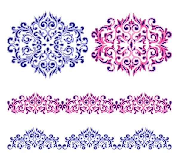 Синий Розовый Цветочный Орнамент — стоковый вектор