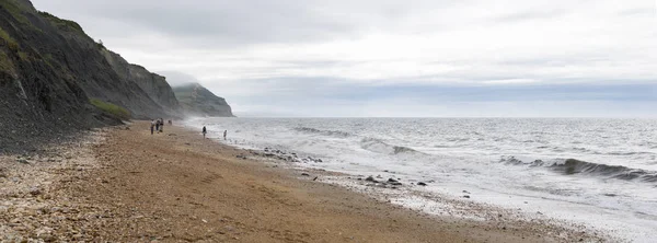 Charmouth, Ντόρσετ, Αγγλία, Ηνωμένο Βασίλειο. 24 Ιουνίου 2017. Αγνώριστη ανθρώπους που αναζητούν απολιθώματα στην παραλία Jurassic Coast. — Φωτογραφία Αρχείου