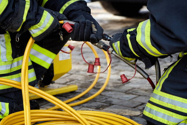 Rescuers prepare special equipment for use