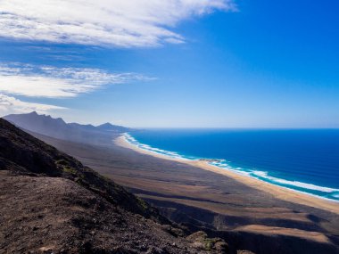 Fuerteventura, İspanya güzel Cofete kumsalda güzel görünümde.