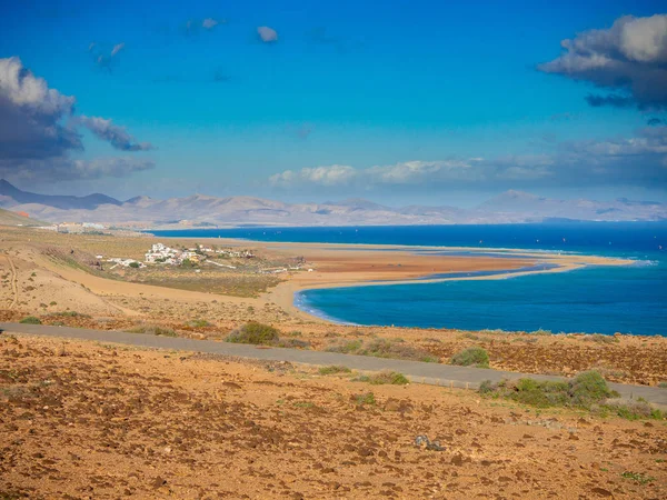 Vista Sobre Quase Toda Lagoa Sotavento Kite Fuerteventura Espanha — Fotografia de Stock