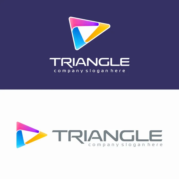 Dreieck buntes Logo. Abstraktes Design der Media Play-Tasten. modernes 3D-Design — Stockvektor