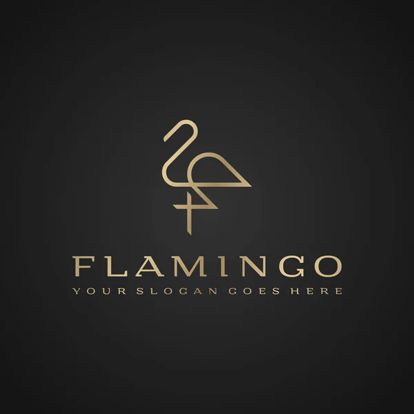 Flamingo-Logo. Luxus einfaches Design. Vorlage zum Zeichnen von Vektorlinien — Stockvektor
