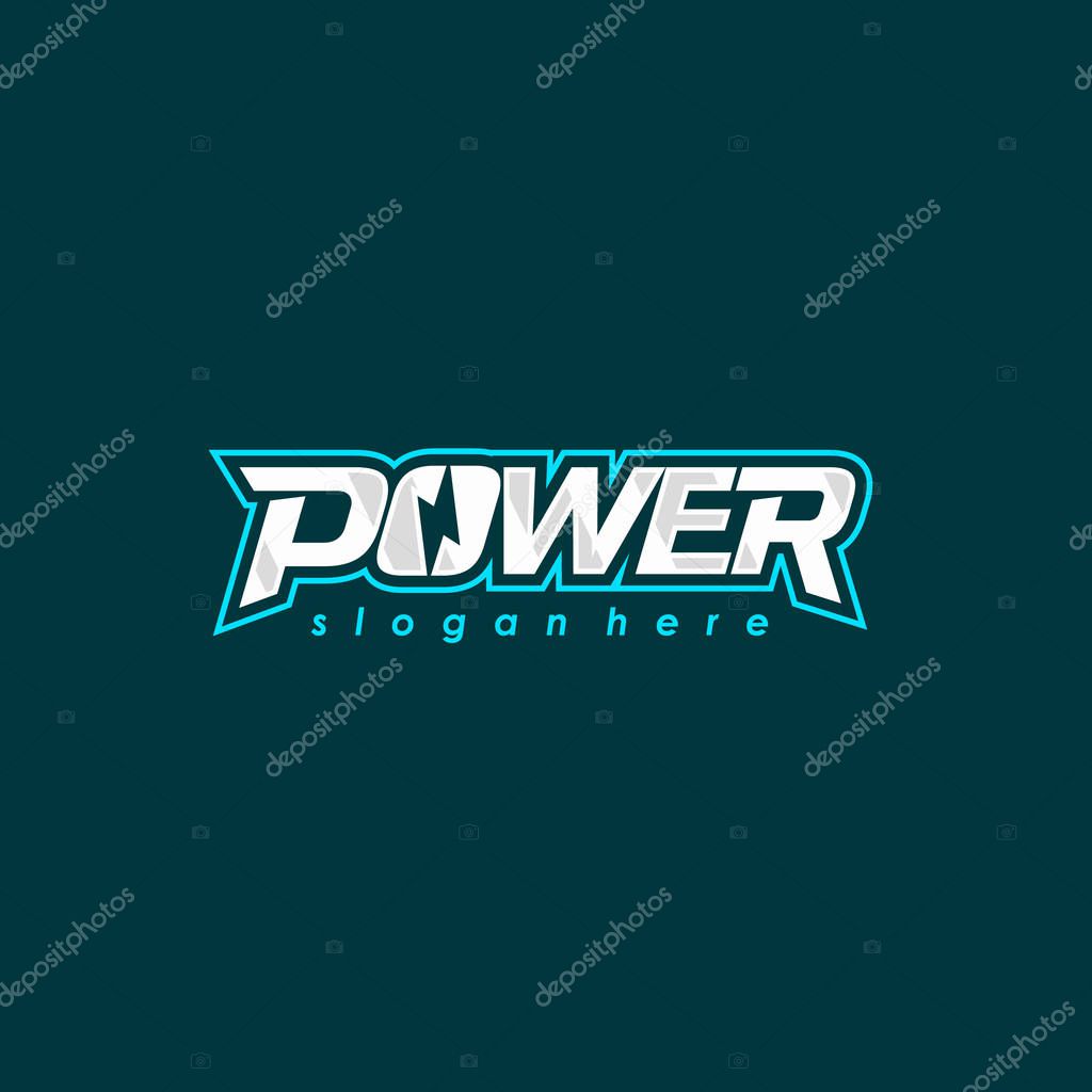 Power logo font design. Electric energy logotype. Vector emblem.