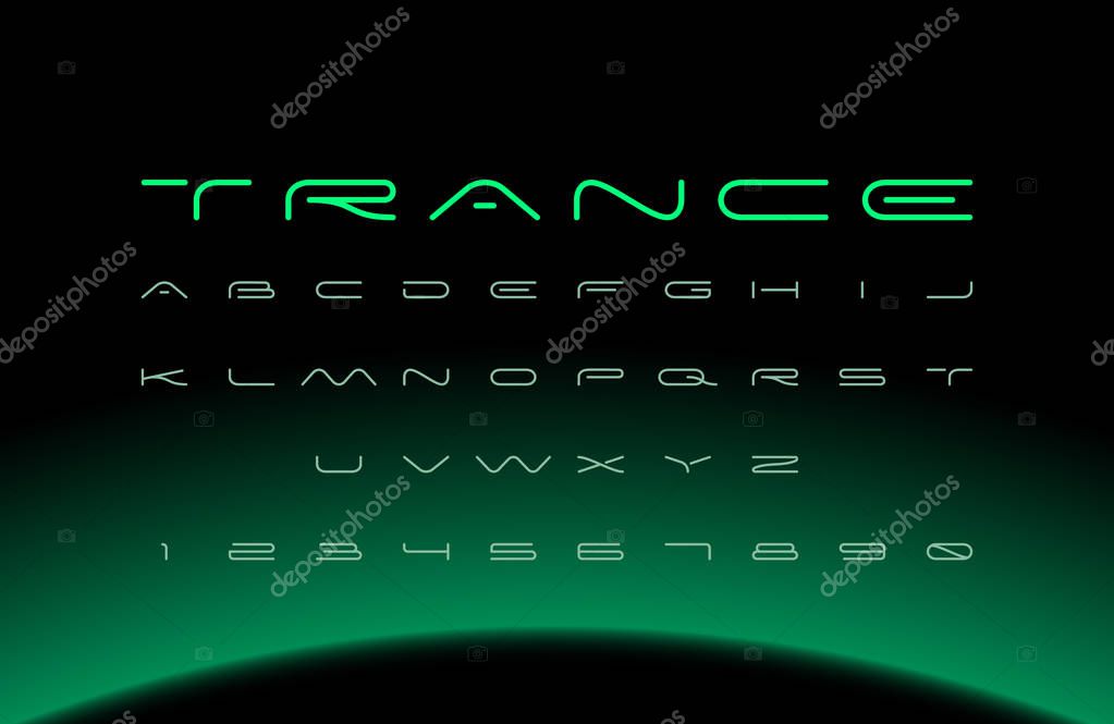 Modern font. Futuristic vector alphabet. Wide abstract letters