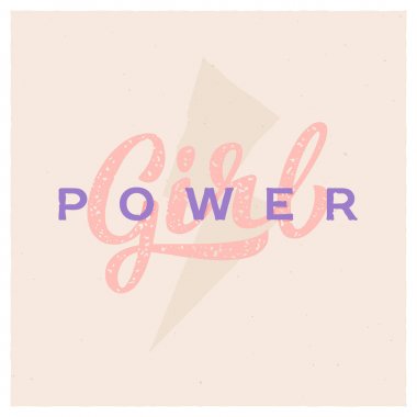 Kız güç el-yazma sloganı. Feminizm alıntı illüstrasyon logosu.