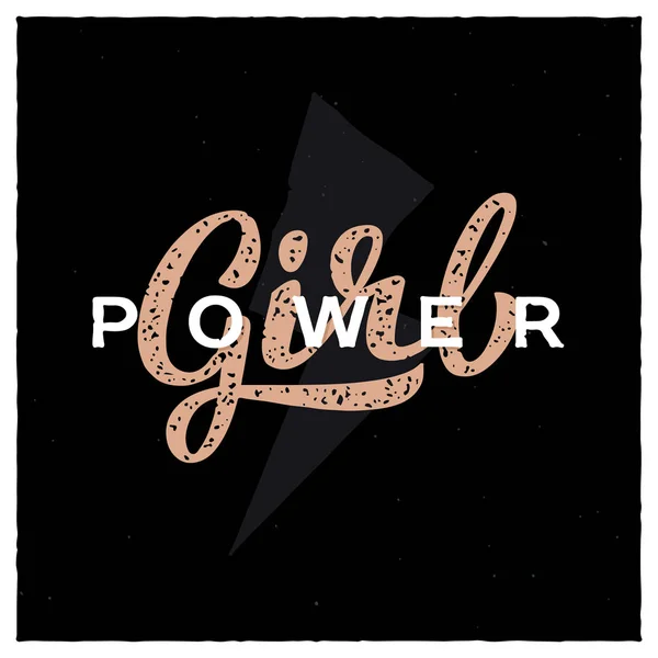 Girl power hand-lettering slogan. Feminism quote illustration logo. — Stock Vector