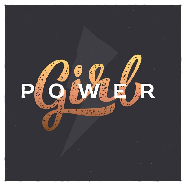 Girl power hand-lettering slogan. Feminism quote illustration logo. — Stock Vector