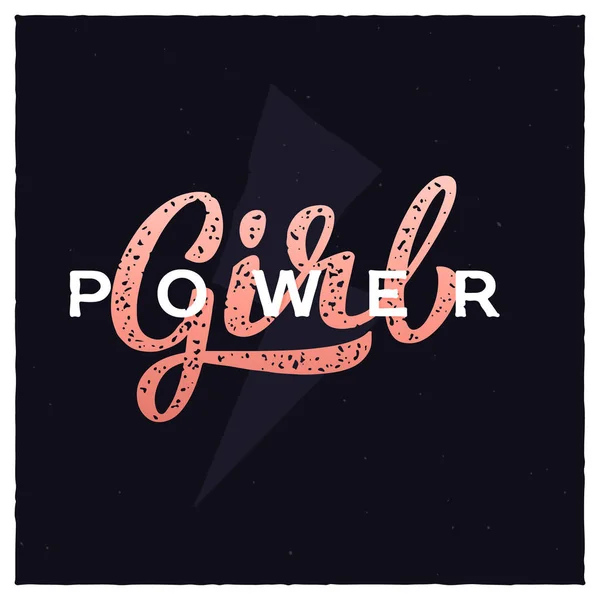 Girl power hand-lettering slogan. Feminism quote illustration logo. — Stock Vector