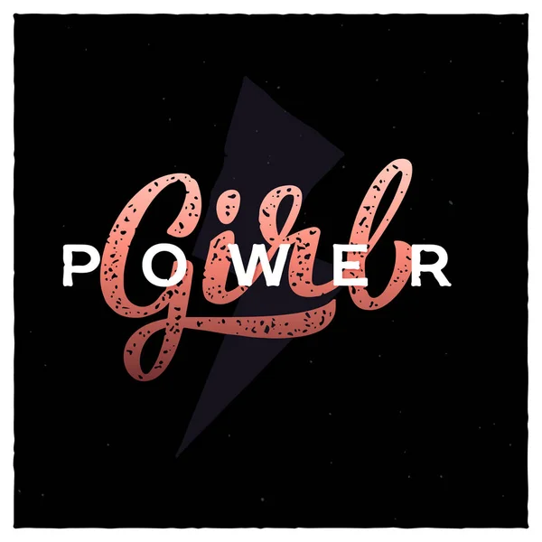 Slogan di scrittura a mano di potere della ragazza. Logo illustrazione citazione femminismo . — Vettoriale Stock