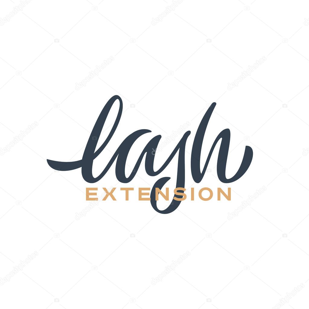 Eye lash extension hand lettering logo. Vector illustration