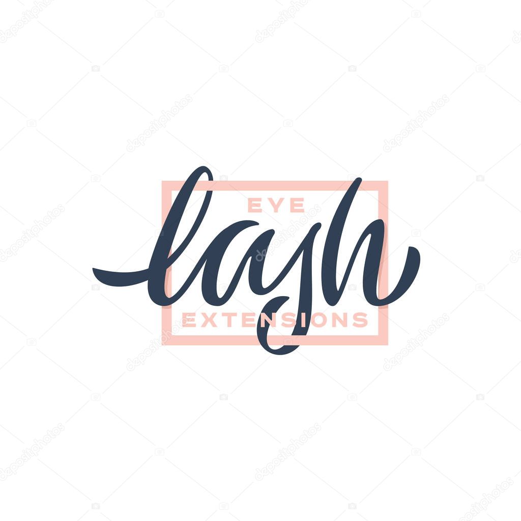 Eye lash extansion hand lettering logotype. Vector illustration