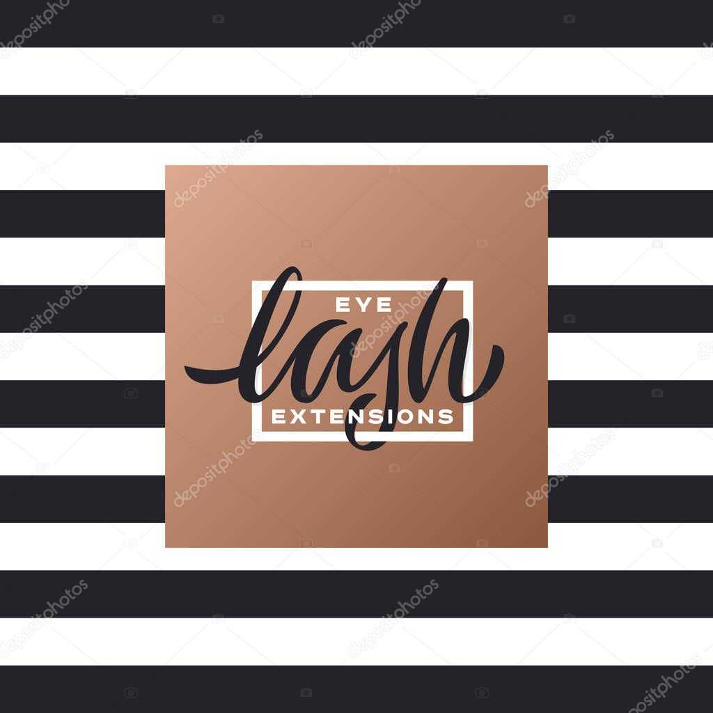 Eye lash extansion hand lettering logotype. Vector illustration