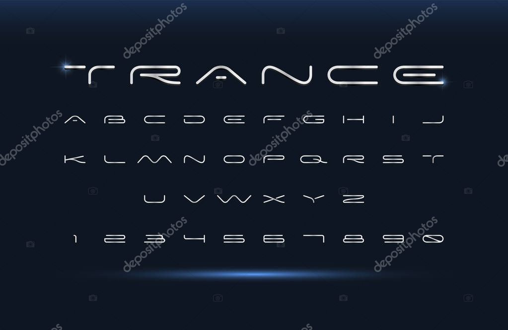 Modern font. Futuristic vector alphabet. Wide abstract letters