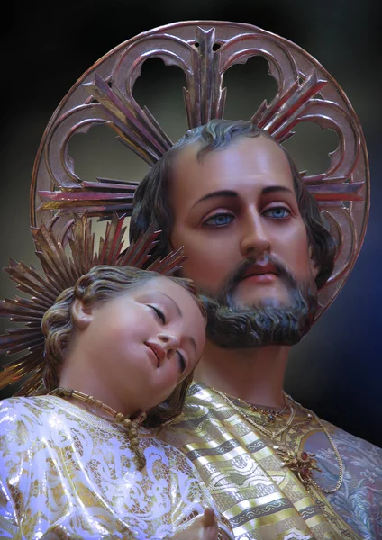 Menino Jesus Dormindo Ombro São José — Fotografia de Stock