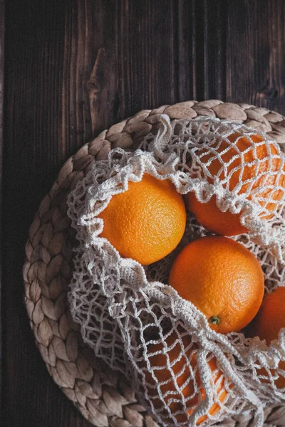 Oranges Sur Table Bois — Photo