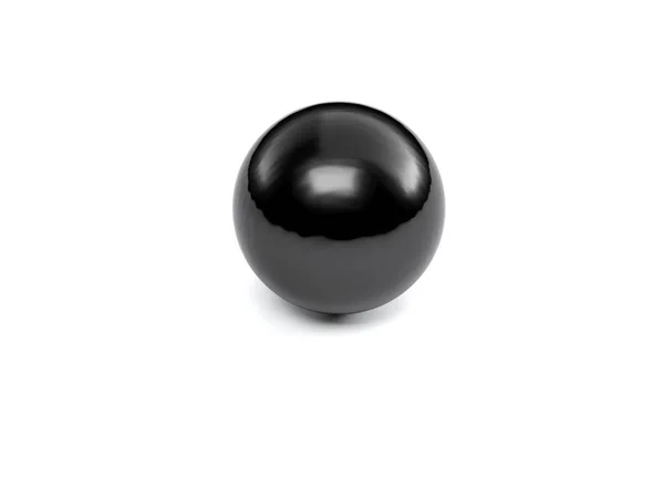 Ένα Μαύρο Γυαλιστερό Μπάλα Είναι Μια Λευκή Επιφάνεια Απομονωμένες Απεικόνιση — Φωτογραφία Αρχείου