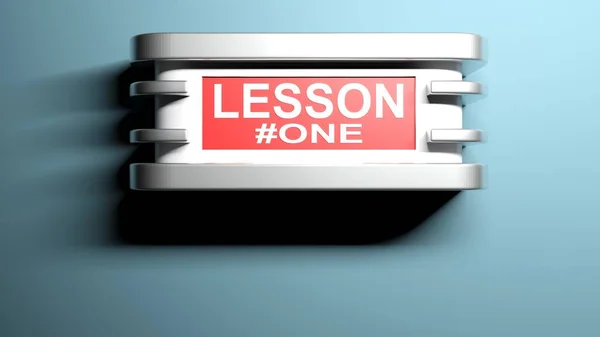 Сучасна Настінна Лампа Записом Lesson One Червоній Панелі Ілюстрація Рендеринга — стокове фото