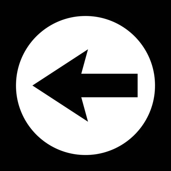 Icon Black Arrow Left Direction White Circle Black Background Vector — Stock Vector
