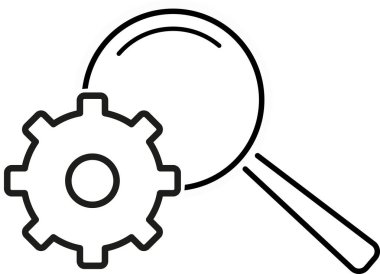 Simge bir dişli yakınındaki bir büyüteç - vektör