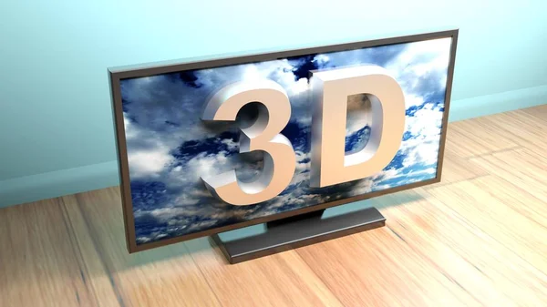 Ein Moderner Flacher Lcd Fernseher Befindet Sich Auf Dem Fußboden — Stockfoto